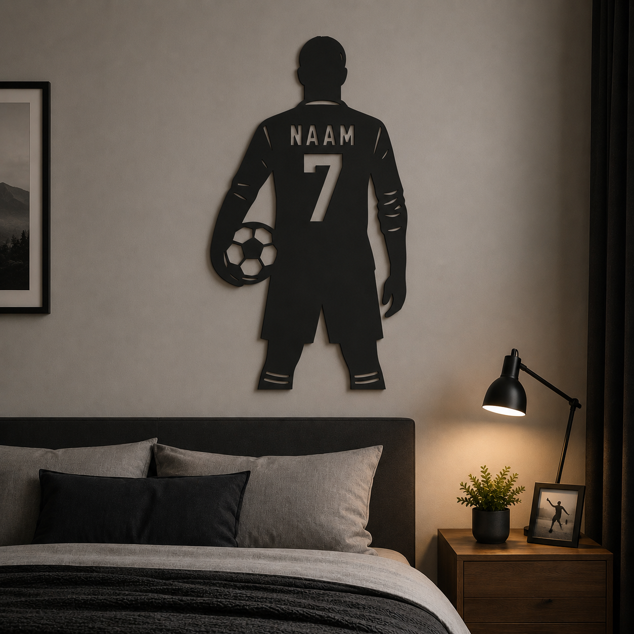 Gepersonaliseerd houten voetbalshirt met naam en rugnummer