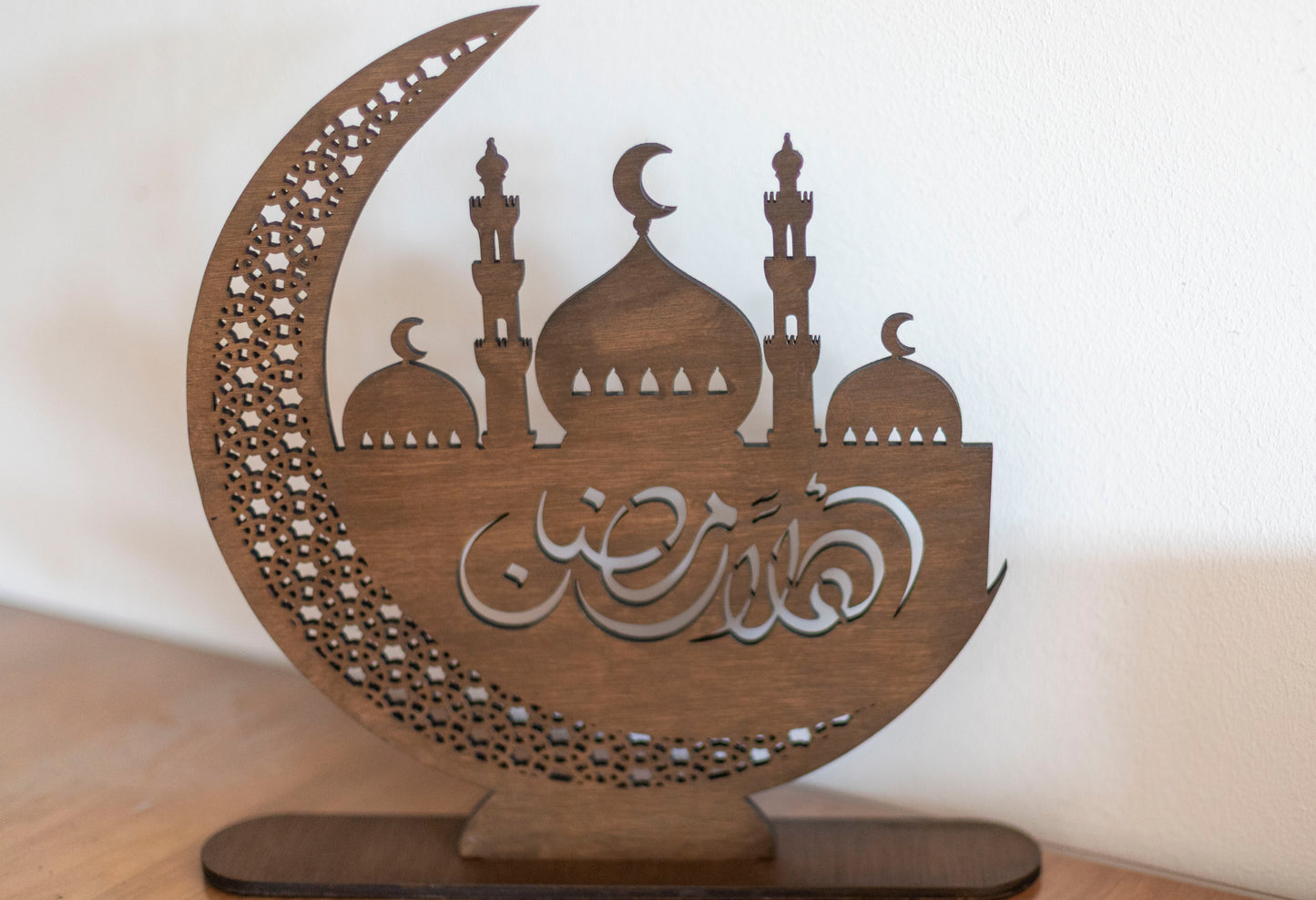 Prachtige Houten Ramadan en Maan Decoratie