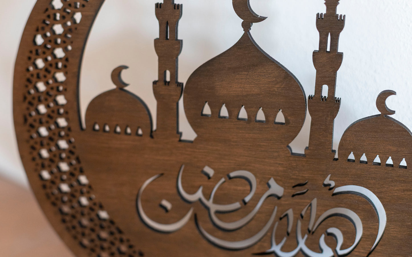 Prachtige Houten Ramadan en Maan Decoratie