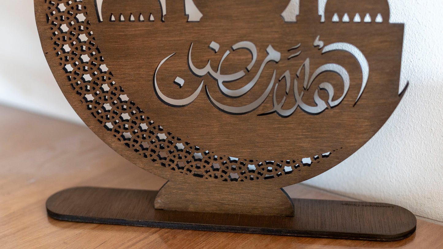 Prachtige Houten Ramadan en Maan Decoratie