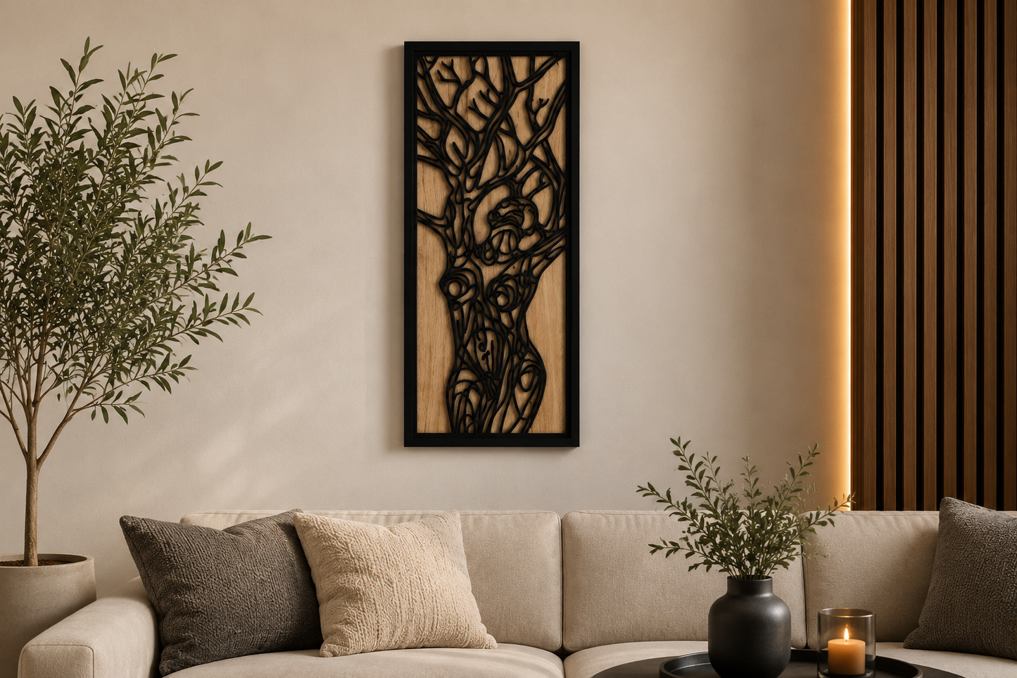 Vrouwelijke figuur wanddecoratie – 30 × 70 cm