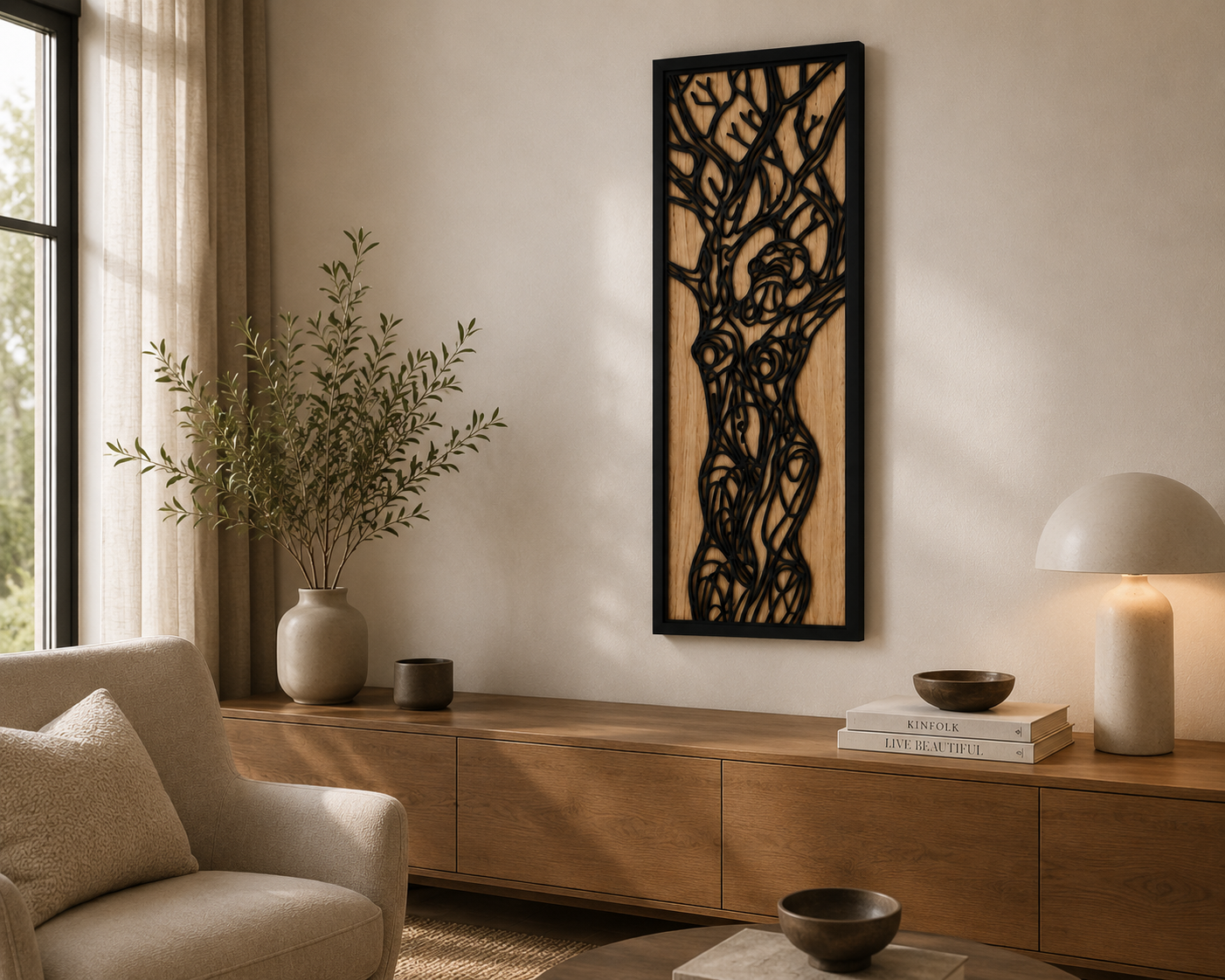 Vrouwelijke figuur wanddecoratie – 30 × 70 cm