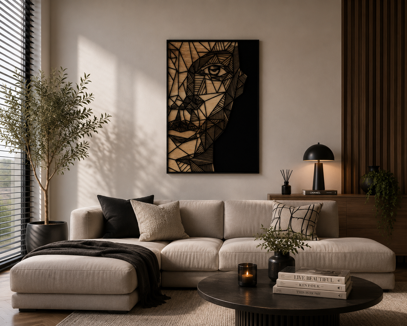 Vrouwelijk gezicht wanddecoratie – 50 × 70 cm