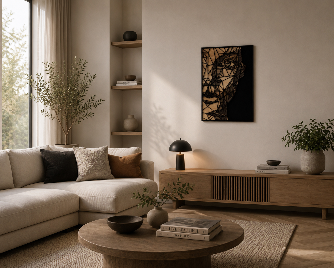 Vrouwelijk gezicht wanddecoratie – 50 × 70 cm