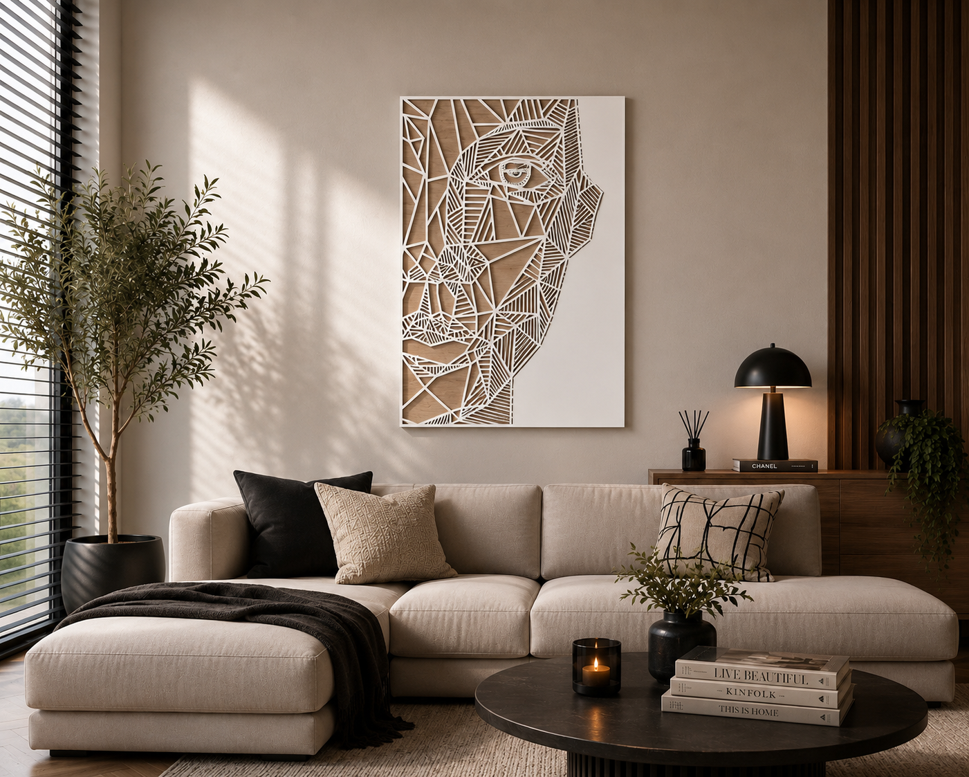Vrouwelijk gezicht wanddecoratie – 50 × 70 cm
